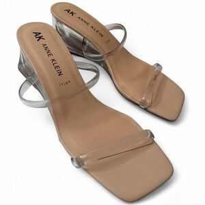 Anne Klein Tan and Clear Wedge Heels